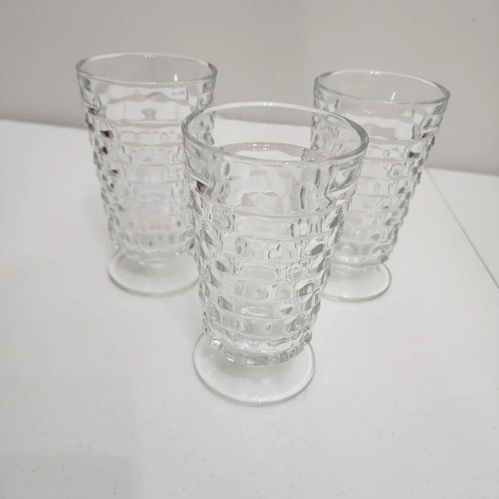 set of 3 Indiana glass Whitehall Cubist  6
